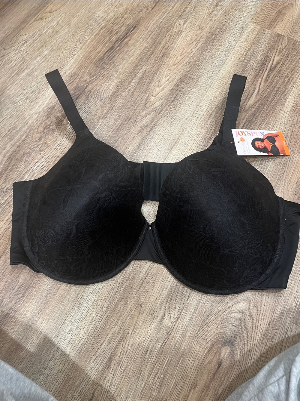 Everyday Black Lace Underwire T-Shirt Bra by Joyspun